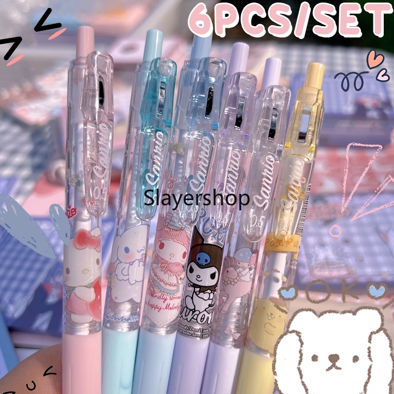 

Produk Keren.. Ballpoint Pen ins Style Press Sanrio Cute High-Quality Gel Girl Heart Student Black 6pcs Set 63