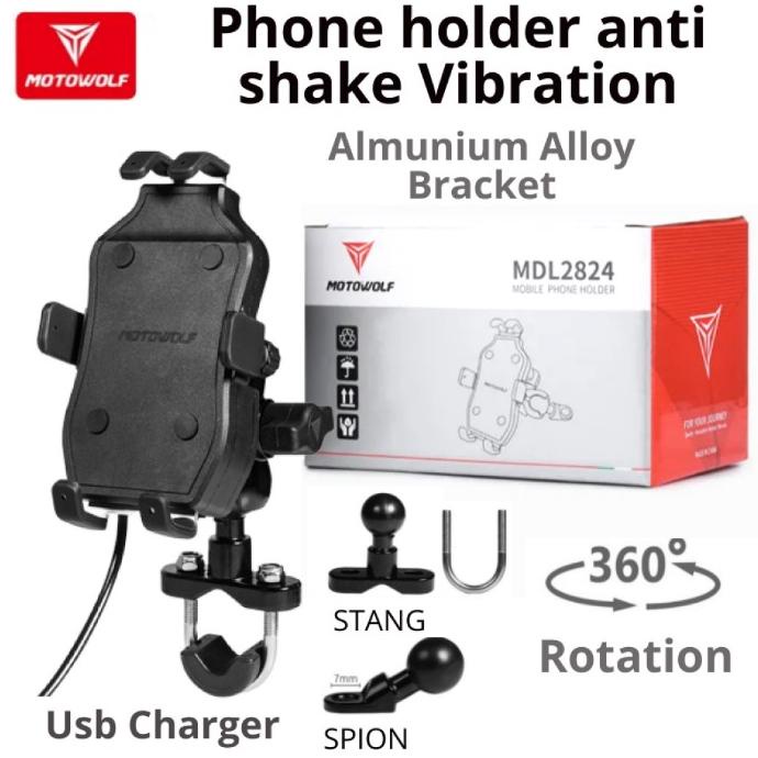 Stand Holder HP Motowolf v3 Holder Hp Motor Stang Spion 360 Charger