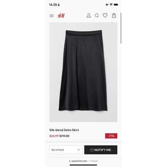 PRELOVED ROK SATIN H&M | SILK SKIRT