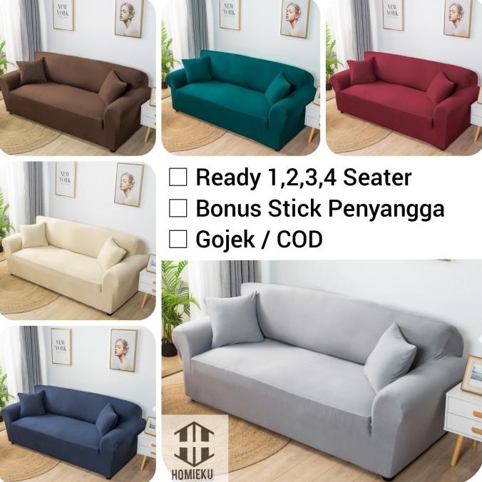 sarung sofa polos cover elastis 1 seater 2 seater 3 seater 4 seater