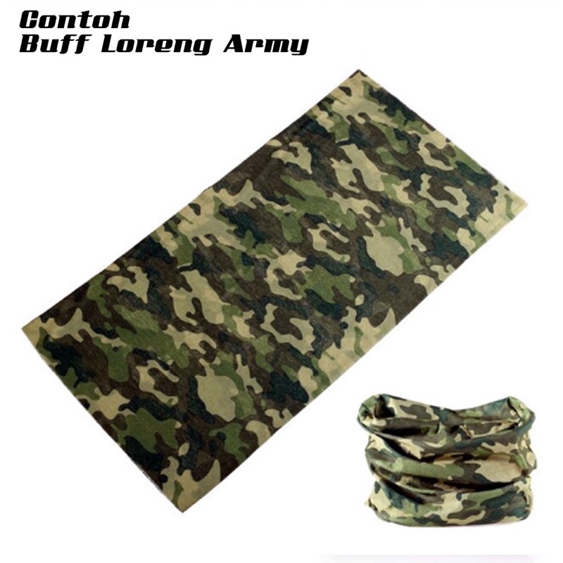 Masker Baff Baf Motor Loreng Army Tentara Militer Pria dan Wanita Tanpa Jahitan Samping