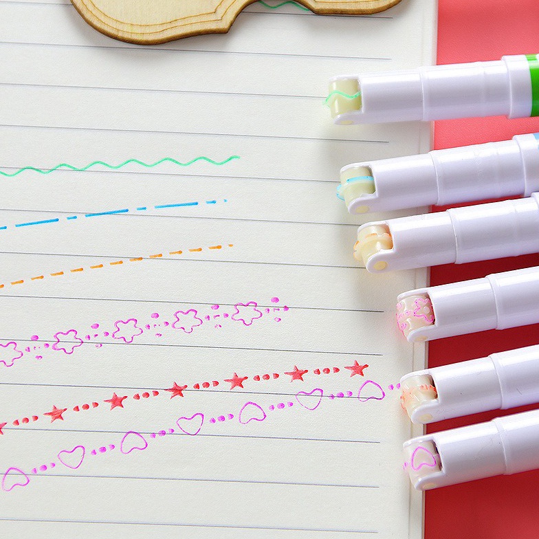 

Terlaris 6 pcs Color Liner Pensil Pen Pena Garis Rol Warna Bermotif IDG-ST0115 PEN