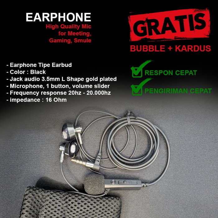 Earphone, High Quality Mic for Meeting, Gaming, Smule