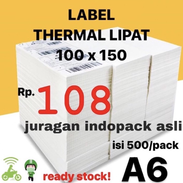 

(♥C6369] LABEL STICKER THERMAL LIPAT 100 X 150 BARCODE 100X150 UKURAN A6