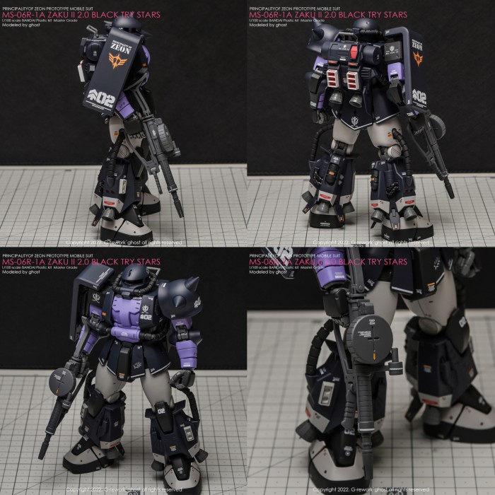 HOT SALE MG ZAKU II BLACK TRI STARS WATER DECAL GHOST CUSTOM DECAL TERMURAH