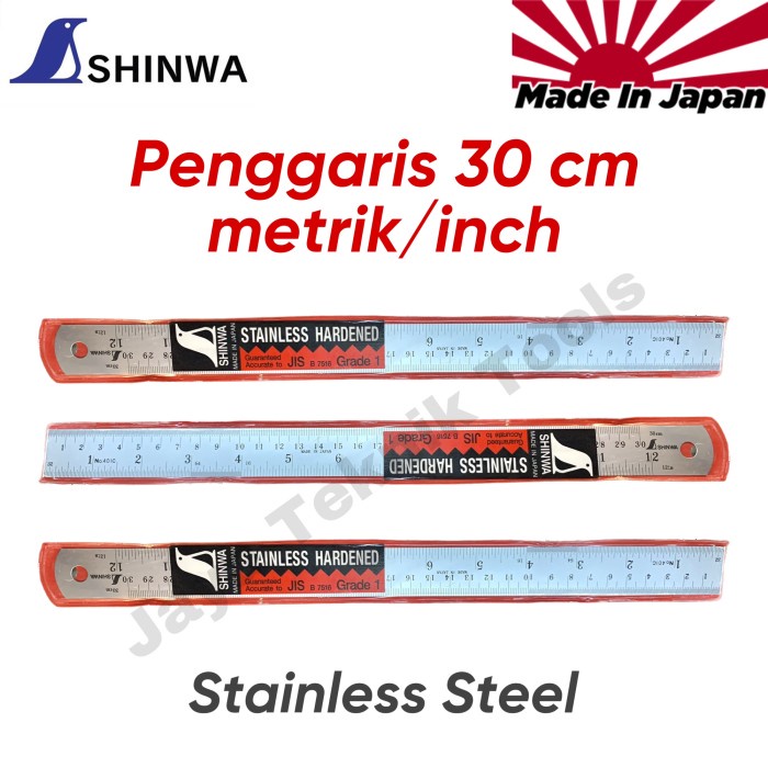 

Terlaris Penggaris Mistar 30 Cm Inch Shinwa Japan Jepang Stainless Steel Besi