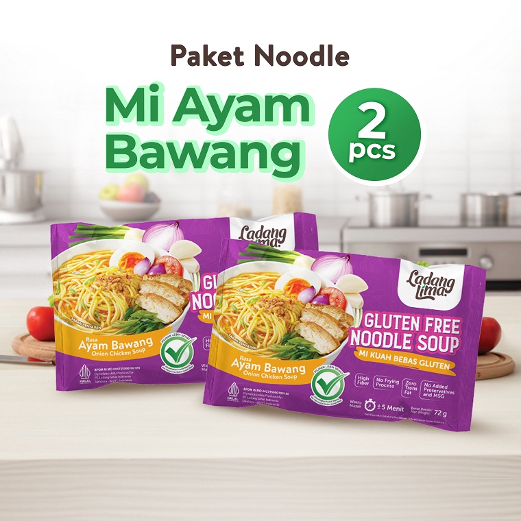 

[ SALE ] 2 Pcs Mie Gluten Free Ladang Lima - Rasa Ayam Bawang