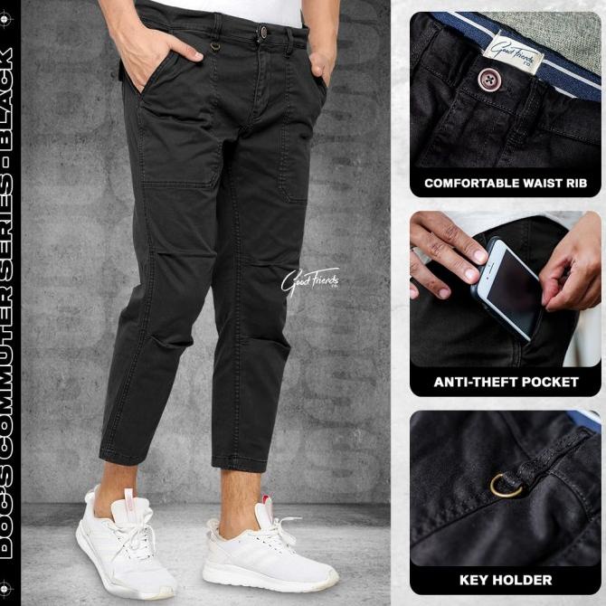 Celana ankle pants Cargo Hitam Black DOC'S PANTS goodfriends