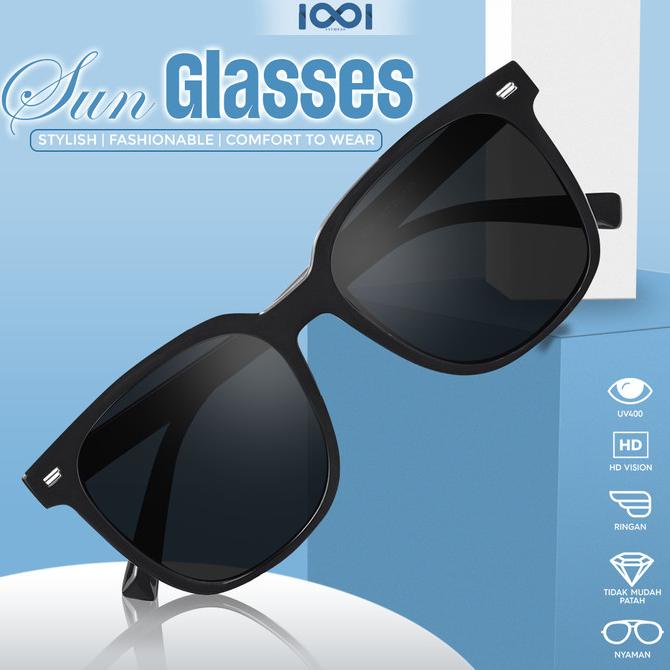 Kacamata Hitam Sunglasses Anti Uv Frame Kotak Pria Wanita - Iooi 636