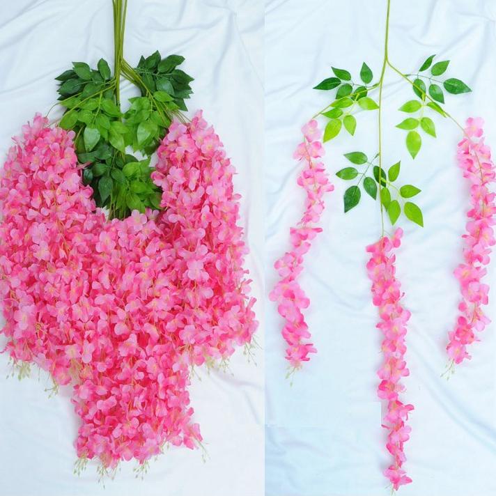 Grosir Kunataruma - Wisteria Jumbo Daun Rambat Plastik Dekorasi Lamaran Bunga Artificial Wisteria Ta