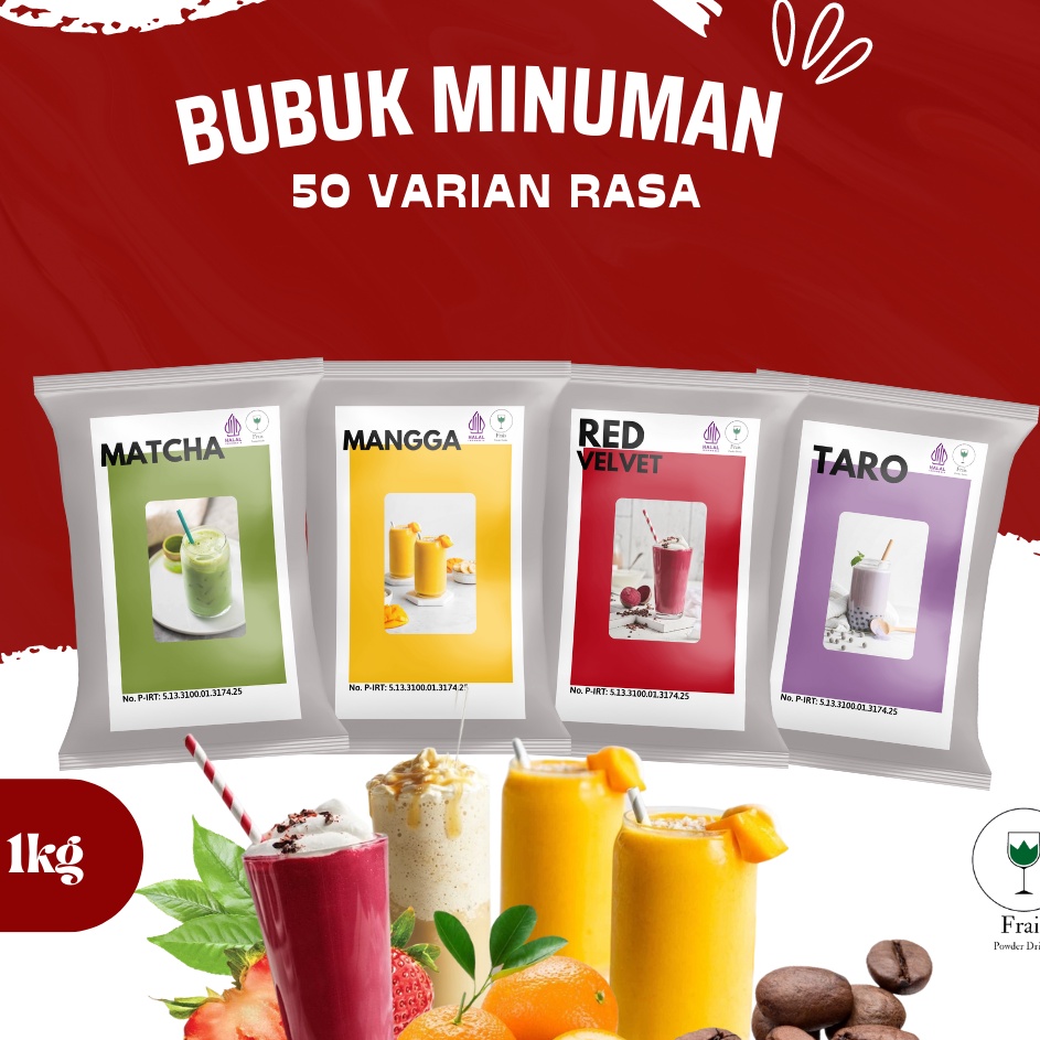 

BVRJ2608㊭ BUBUK MINUMAN RASA 1KG / SERBUK MINUMAN ANEKA RASA / BUBUK MINUMAN KEKINIAN / MINUMAN INSTAN / MINUMAN BOBA / BOBA DRINKS ㊓