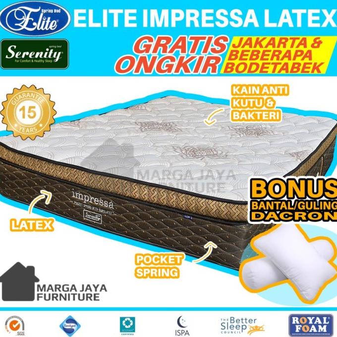 Spring Bed Kasur Elite Serenity Pocket Latex Impressa Plushtop 160