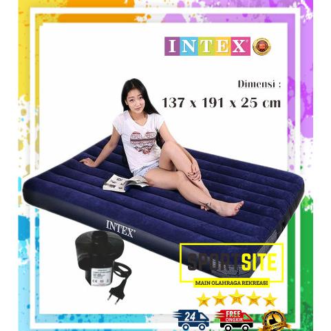 Intex Dura Beam Double Fiber Matras. Kasur Ranjang Angin Pompa Tiup