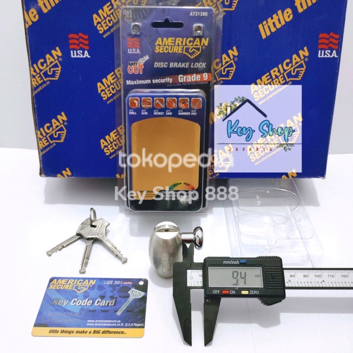 Kunci Gembok Cakram Motor Original American Secure Safety Lock Cakram