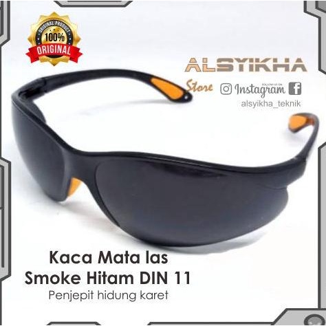 Ready COD  Kaca Mata Las DIN 11 Smoke Hitam Pekat KACA MATA LAS SAFETY