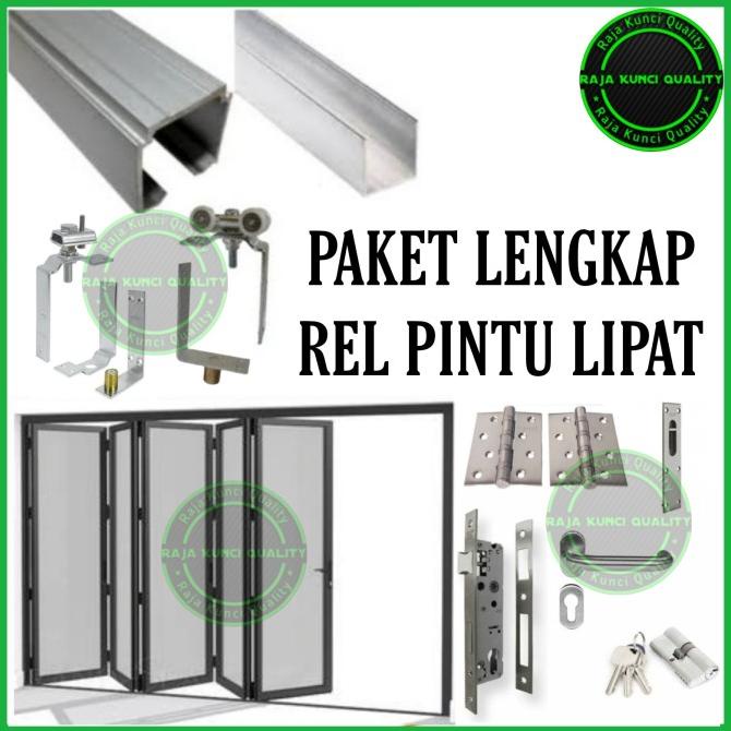 Paket Komponen Rel Pintu Lipat 3 Meter 4 Daun Pintu 1 Arah /Custom