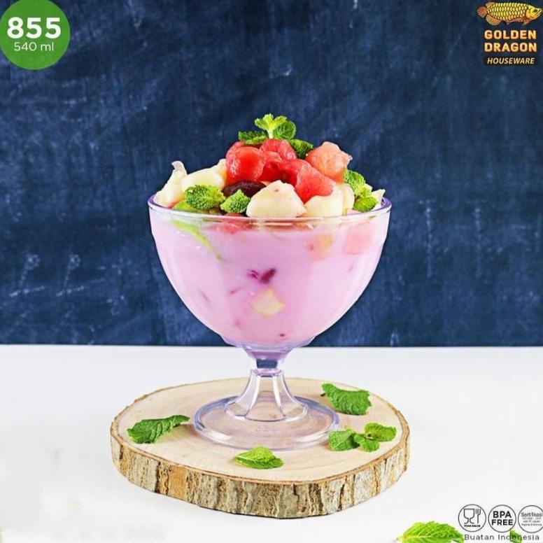 Baru Ready StockGelas Melamin Es Teler/Es Krim/Es Campur Bening Golden Dragon M23Y
