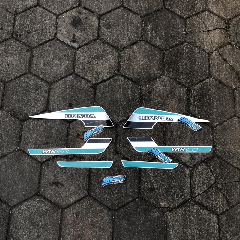 Striping Stiker List Body Win100 | Variasi Custom Body Set Tangki Honda Win 100 | Warna Hijau Tosca 