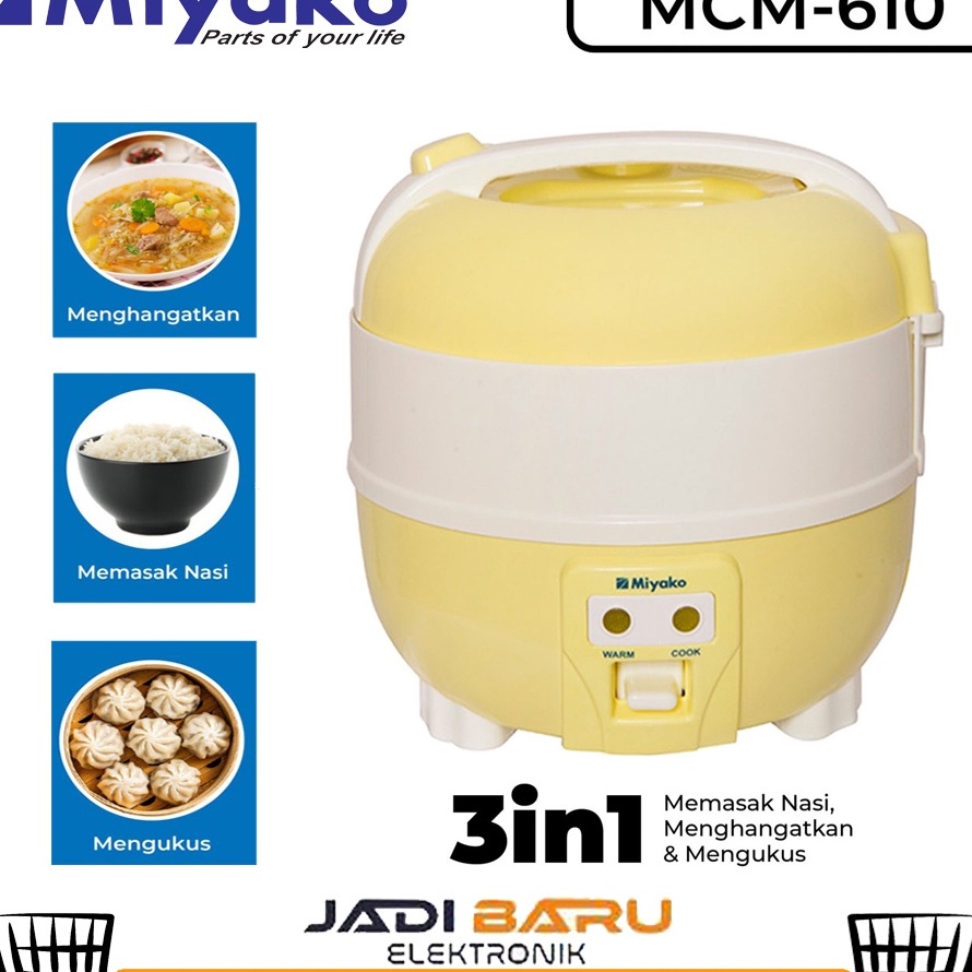 Stok Banyak Magic Com Miyako MCM610 / MCM 610 / MCM-610 - Rice Cooker Miyako MCM610 - KUNING Baru