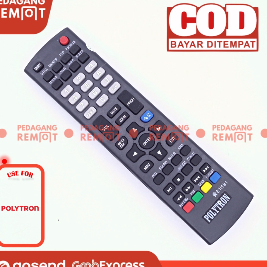 ➮➟✤ Remot Remote TV Polytron Cinemax LCD LED 81l191 PLD 24T8511 Grade Original Laris