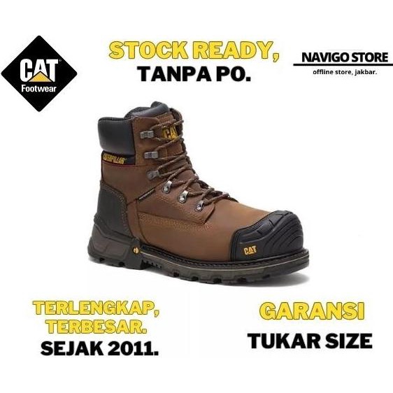 Ready Sepatu Safety Caterpillar Excavator Xl 6" Ct Wp Dark Brown Pearl.Light