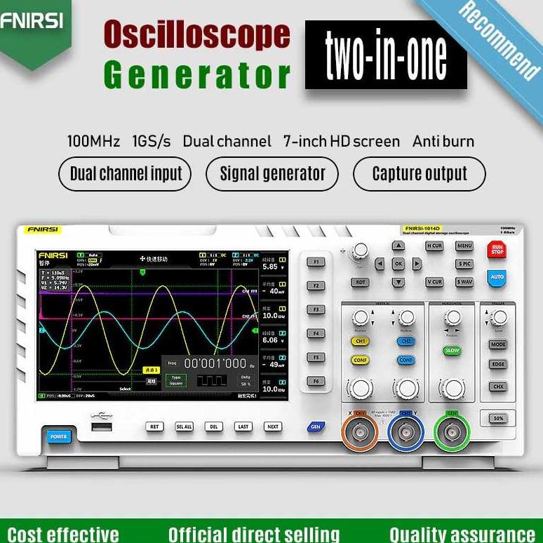 FNIRSI Digital Oscilloscope 2 in 1 Dual Channel 100MHz 1 GSa/s - 1014D