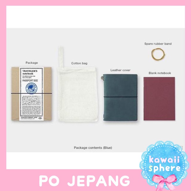 

Midori Traveler'S Notebook Starter Kit Passport Size Blue Po Jepang