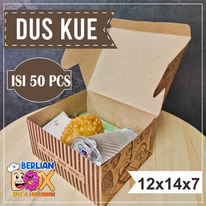 

Bestseller Dus Kue 12X14 Kraft / Kotak Kue / Dus Snack / Box Snack Motif Isi 50