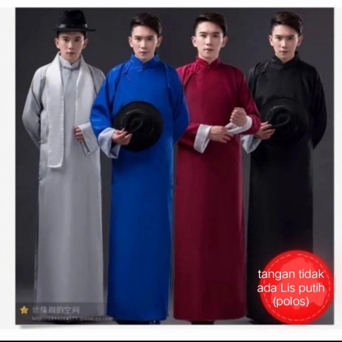 Terlaris Atasan Baju Cheongsam Putih Polos Kemeja Pria Jumbo Size Xxl Dan Xxxl