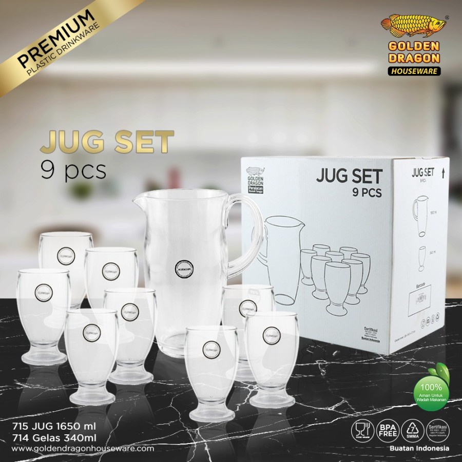 Teko Plastik / Pitcher Set Plastik 715 SET - Golden Dragon Houseware