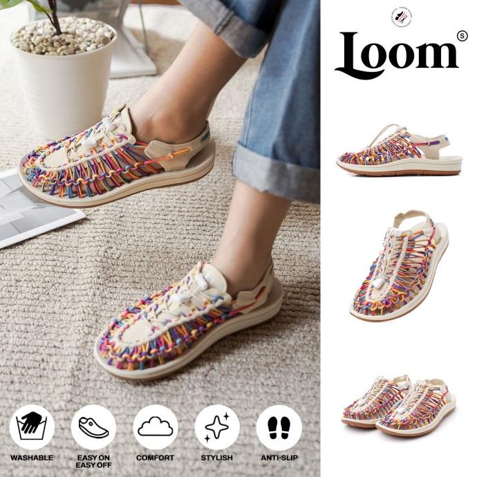 Sandal Wanita Portee Goods Loom Sandal Rainbow White