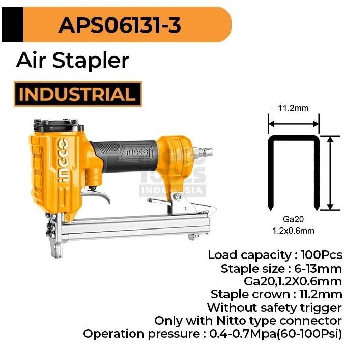

Ingco APS06131-3 Air Nailer Stapler 6-13mm Staples Tembak Angin Paku U