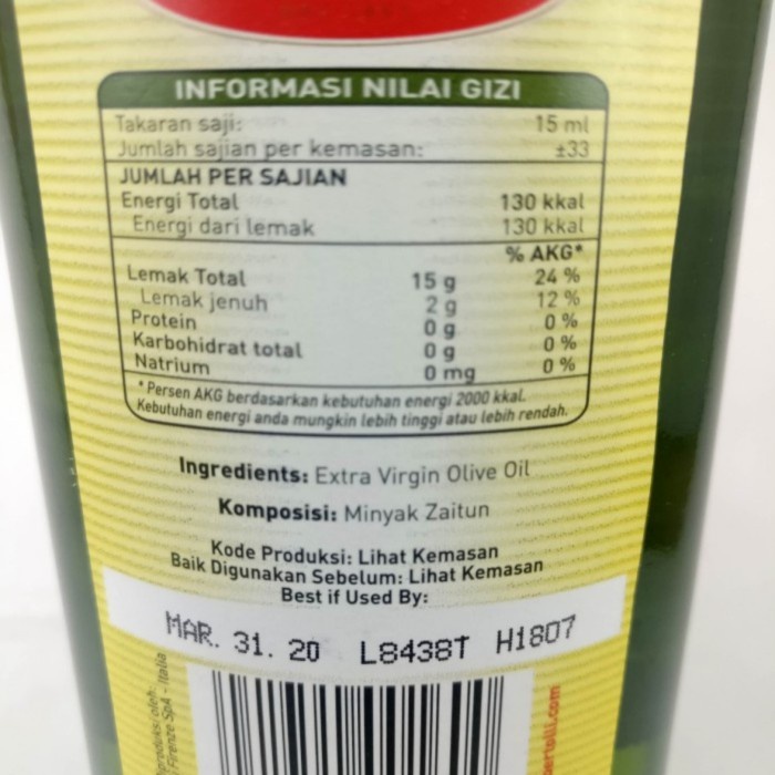 

BERTOLLI EXTRA VIRGIN OLIVE OIL 500Ml / Minyak zaitun murni BEST SELL ghe02