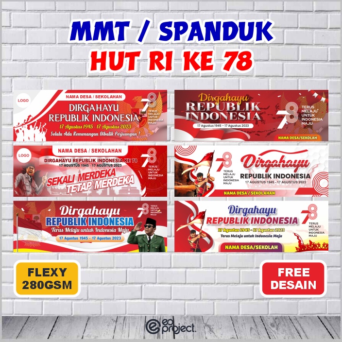 UA1 PROMO HUT RI CETAK MMT / BANNER / SPANDUK / BACKDROP HUT RI KE 78 2023 - EOPROJECT U3N