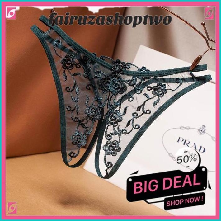 CD CELANA DALAM WANITA G STRING OPEN LINGERIE CROTCH THONGS LACE PANTIE BRIEFS BORDIR BUNGA POLOS RE