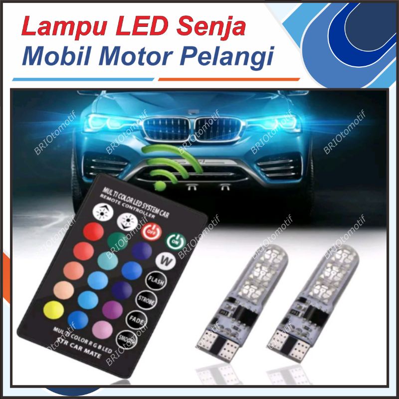 LAMPU KOTA SENJA RGB REMOTE PELANGI WARNA WARNI T10 LED 16 WARNA PLAT NOMOR KABIN MOTOR MOBIL VARIO 