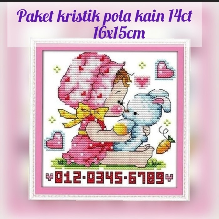TERMURAH paket kristik pola kain kartun anak wedding couple soda cross stitch