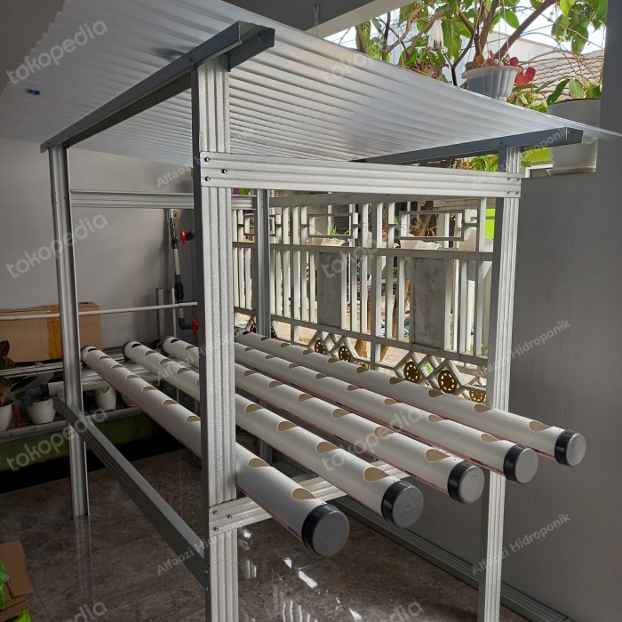 DISKON SPESIAL INSTALASI HIDROPONIK PIPA 2 METER 3 INCH RANGKA BAJA RINGAN + ATAP TERBARU
