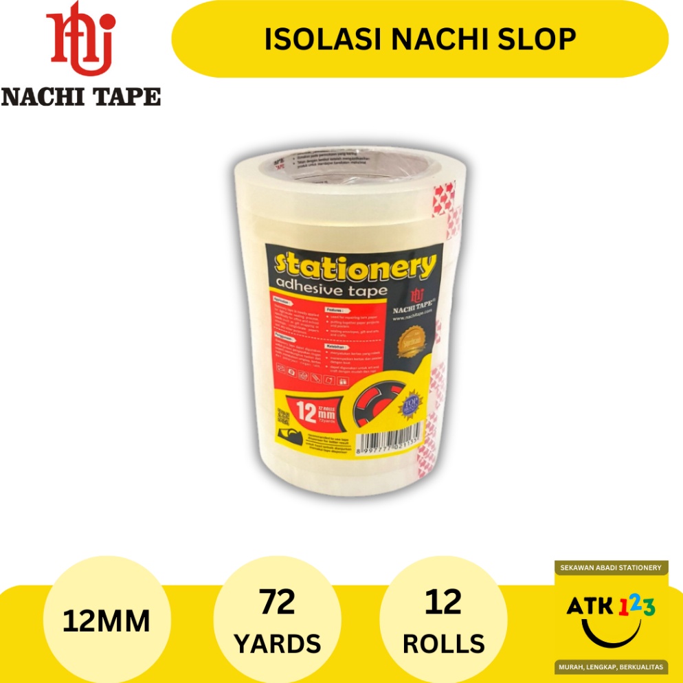 

Promo.. Isolasi / Stationary Tape Slop Merk Nachi 12mm x 72 yards 06L