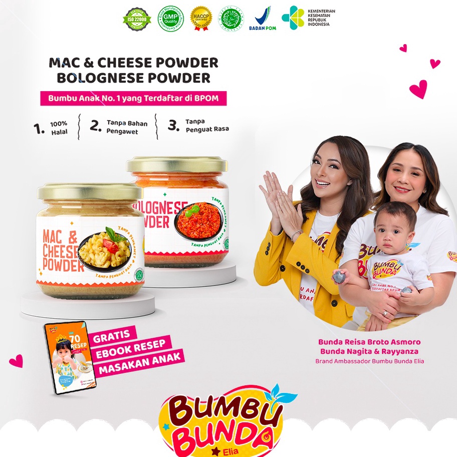 

✨12.12✨ Bumbu Bunda Elia Mac & Cheese Powder / Bolognese Powder Non MSG Non Pengawet / Bumbu Pasta Anak / Bumbu MPASI serbuuu !