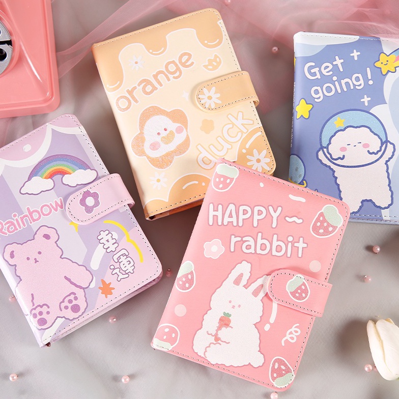 

Baru Buku catatan PU motif kartun 112 lembar A6 cute Diary Cartoon bronzing magnetic buckle notebook Daily planner Aesthetic korea style full deco paper Hadiah lucu kreatif DQP