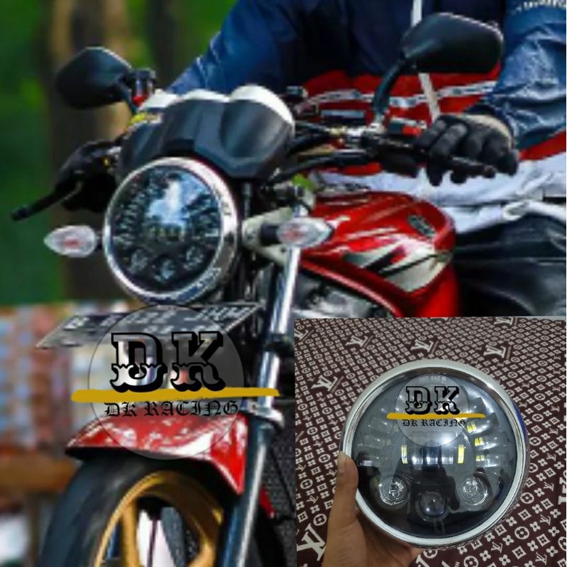 REFLEKTOR / BATOK / LAMPU DEPAN VIXION OLD DAYMAKER 7 INCHI SET BATOK HITAM DAN CHROME