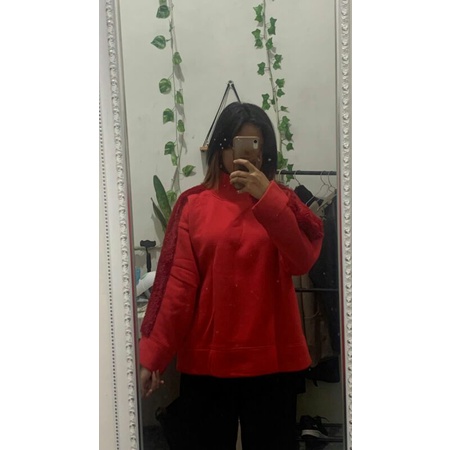 sweater tebal kombinasi bulu bulu preloved