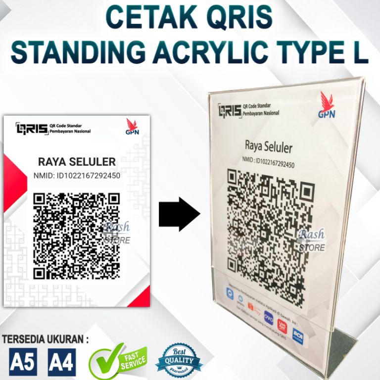 

Super promo CETAK/PRINT QRIS | STANDING ACRYLIC TYPE L NBK