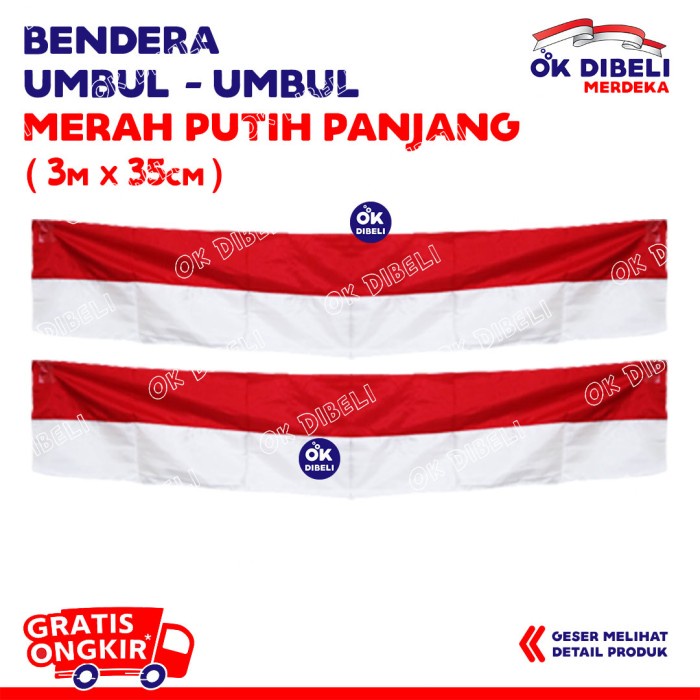 Bendera Merah Putih Panjang 3M Bendera Umbul Umbul Indonesia Polos Tantinseller