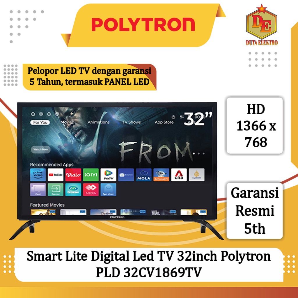 Smart Lite Digital Led TV 32inch Polytron PLD 32CV1869TV