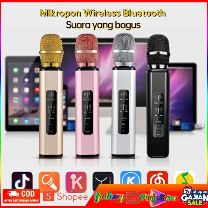 Terbaik Microphone Speaker | Mic K6 Original Wireless | Bluetooth Karaoke Player Smule Music Erp