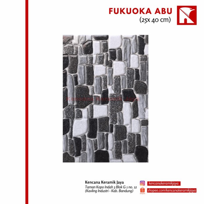 HOT SALE KERAMIK DINDING MOTIF BATU ALAM GEMILANG FUKUOKA GREY ABU UKURAN 25X40 TERMURAH