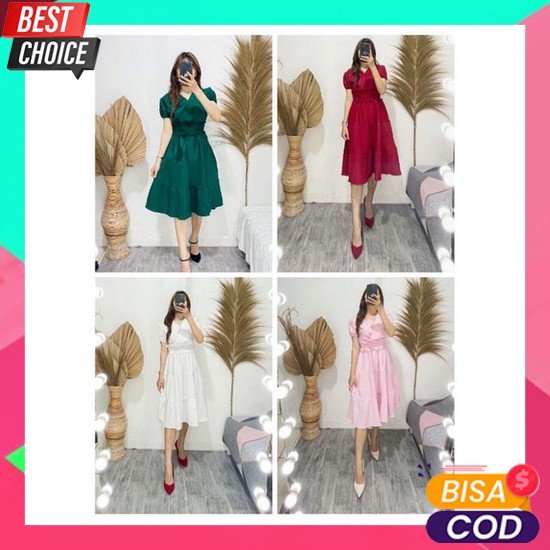 Dress Korean Style Cewek Gaun Elegan Casual Murah Vintage Terbaru 2023 Kondangan Pesta Remaja Wanita