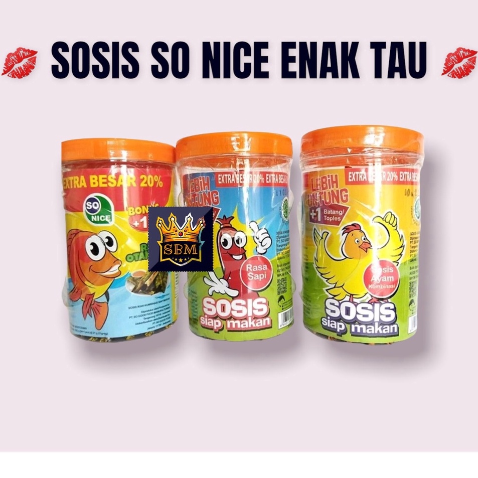 

➳Produk✮☊ VREKM SOSIS SO NICE SIAP MAKAN RASA AYAM / SOSIS SO NICE SIAP MAKAN RASA SAPI / SOSIS IKAN SO NICE SIAP MAKAN RASA OTAK-OTAK KEMASAN TOPLES PROMO R95 ➩Grosir